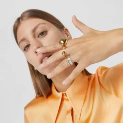 Anillo con baño de oro 18 kt sobre plata Plump^TOUS Discount