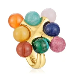 Anillo con baño de oro 18 kt sobre plata y multigemas X LEA COLOMBO^TOUS Clearance