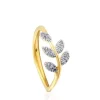 Anillo de oro con diamantes motivo hojas Gem Power^TOUS Clearance