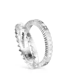 Anillo doble de plata motivos corazón Straight^TOUS Online
