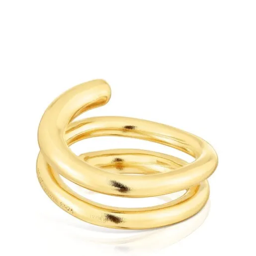 Anillo espiral con baño de oro 18 kt sobre plata New Hav^TOUS Best