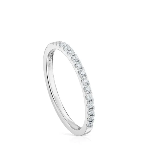 Anillo media alianza mediana de oro blanco con diamantes Les Classiques^TOUS Hot