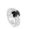 Anillo mediano de plata y motivo oso en ónix Icon Color^TOUS New