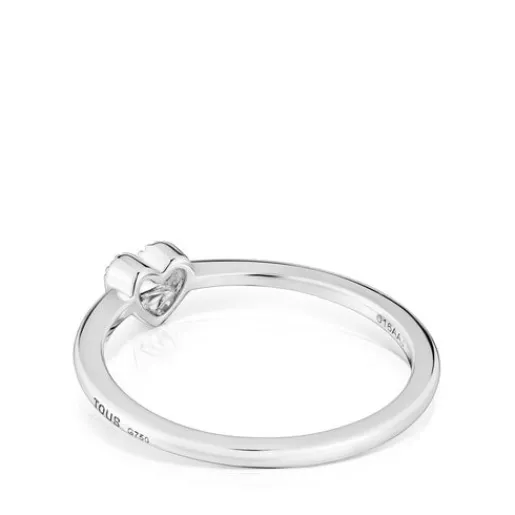Anillo pequeño corazón de oro blanco con diamantes Grain^TOUS New