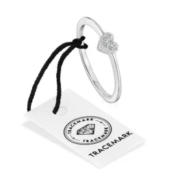 Anillo pequeño corazón de oro blanco con diamantes Grain^TOUS New