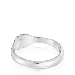 Anillo pequeño de plata y motivo oso en ónix Icon Color^TOUS