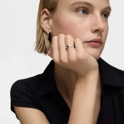 Anillo pequeño de plata y motivo oso en ónix Icon Color^TOUS