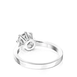 Anillo rosetón grande de oro blanco y diamantes 0.20ct Les Classiques^TOUS Clearance