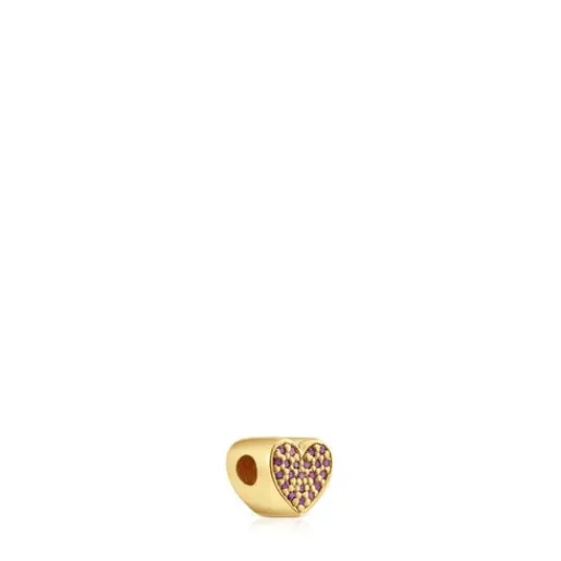 Charm 1950 corazón con baño de oro 18 kt sobre plata y rodolitas^TOUS Hot