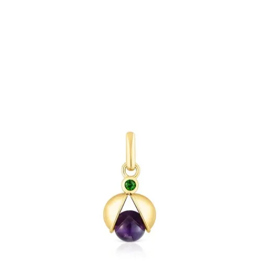 Colgante con baño de oro 18 kt sobre plata, amatista y cromodiópsido Virtual Garden^TOUS Outlet