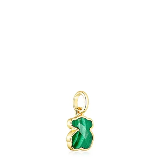 Colgante con baño de oro 18 kt sobre plata y malaquita Icon Color^TOUS Hot