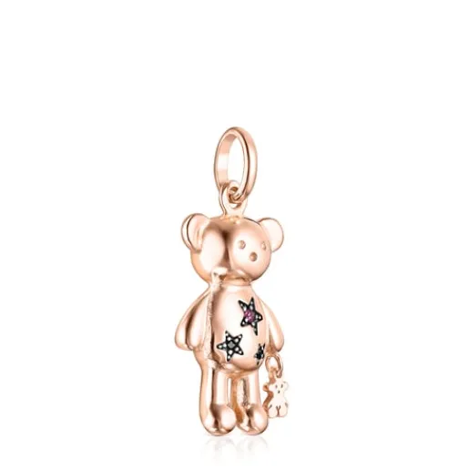 Colgante con baño de oro rosa 18 kt sobre plata y gemas Teddy Bear Stars^TOUS Clearance