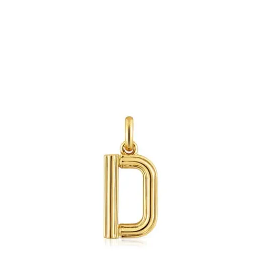 Colgante mediano letra D con baño de oro 18 kt sobre plata Alphabet^TOUS Online
