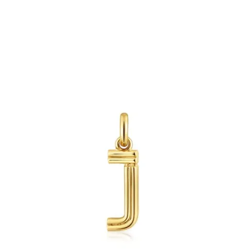 Colgante mediano letra J con baño de oro 18 kt sobre plata Alphabet^TOUS