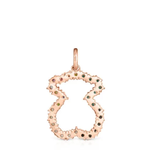 Colgante oso con baño de oro rosa 18 kt sobre plata y gemas Straight^TOUS Clearance