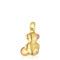 Colgante oso love con baño de oro 18 kt sobre plata y gemas X LEA COLOMBO^TOUS Clearance