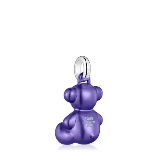 Colgante oso mediano de acero en color lila oscuro Bold Bear^TOUS Outlet