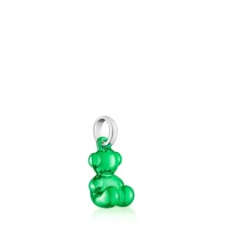 Colgante oso pequeño de acero en color verde Bold Bear^TOUS Hot