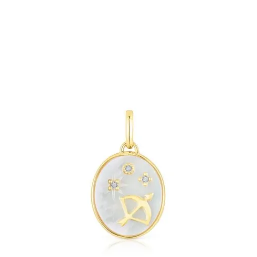 Colgante Sagitario con baño de oro 18 kt sobre plata, nácar y topacios Horoscope^TOUS Best