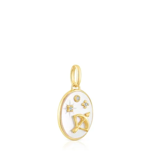 Colgante Sagitario con baño de oro 18 kt sobre plata, nácar y topacios Horoscope^TOUS Best