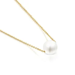 Collar con baño de oro 18 kt sobre plata y perla Gloss^TOUS