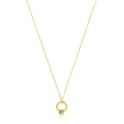 Collar con baño de oro 18 kt sobre plata, motivo aro y labradorita Plump^TOUS