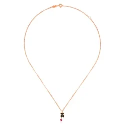Collar con baño de oro rosa 18 kt sobre plata, espinela y rubí tratado motivo oso Motif^TOUS Sale