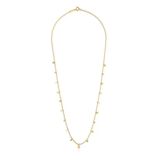 Collar corto con baño de oro de 18 kt sobre plata, perlas cultivadas y gemas Grain^TOUS Outlet