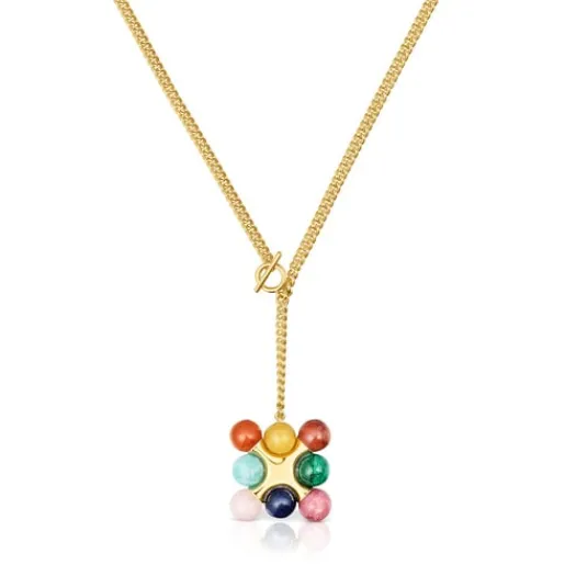 Collar corto con baño de oro 18 kt sobre plata y multigemas X LEA COLOMBO^TOUS Clearance