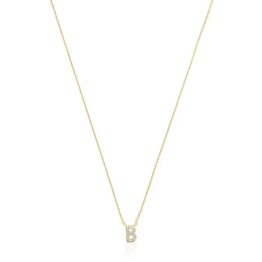 Collar corto de oro y 0,05 ct de diamantes letra B Alphabet^TOUS Sale