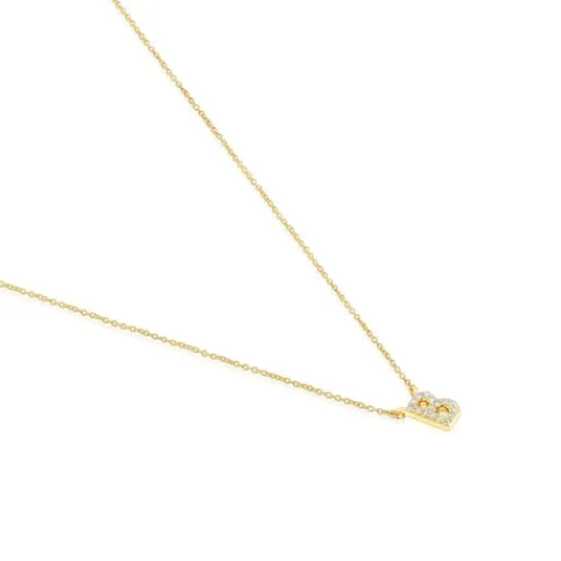 Collar corto de oro y 0,05 ct de diamantes letra B Alphabet^TOUS Sale