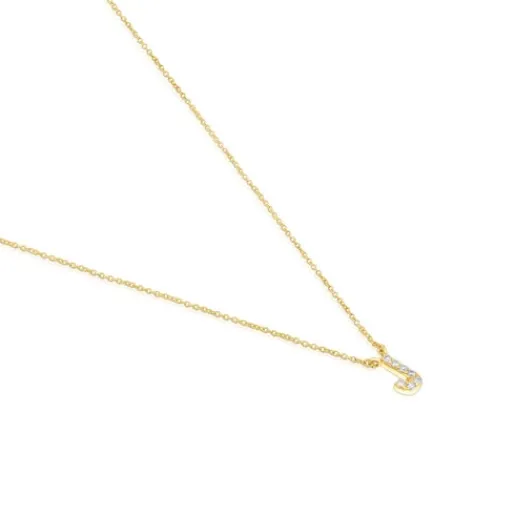 Collar corto de oro y 0,05 ct de diamantes letra J Alphabet^TOUS Clearance