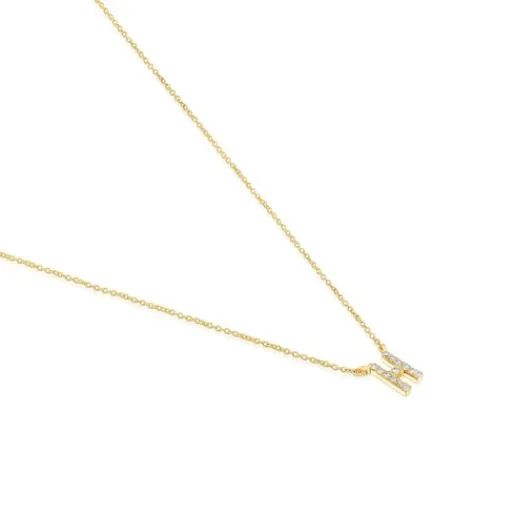 Collar corto de oro y 0,05 ct de diamantes letra H Alphabet^TOUS