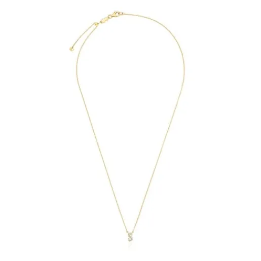 Collar corto de oro y 0,05 ct de diamantes letra S Alphabet^TOUS