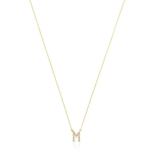 Collar corto de oro y 0,05 ct de diamantes letra M Alphabet^TOUS