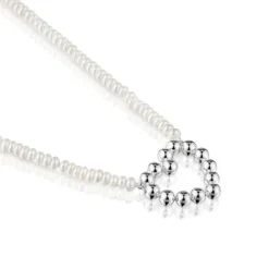 Collar corto de plata motivo corazón y perlas cultivadas Sugar Party^TOUS Online