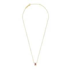Collar corto motivo oso con baño de oro 18 kt sobre plata y zafiro lila creado en laboratorio Color Bear LGG^TOUS Discount