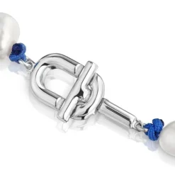Collar de nylon azul con plata y perlas cultivadas 45 cm MANIFESTO^TOUS Outlet