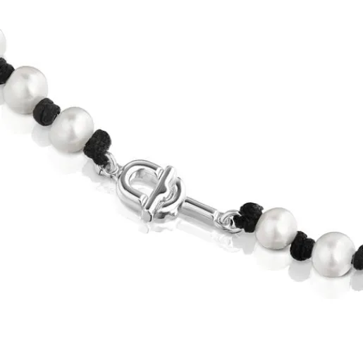 Collar de nylon negro con perlas cultivadas 50 cm MANIFESTO^TOUS Sale