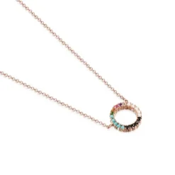 Collar disco con baño de oro rosa 18 kt sobre plata y gemas Straight^TOUS Clearance