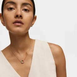 Collar disco con baño de oro rosa 18 kt sobre plata y gemas Straight^TOUS Clearance