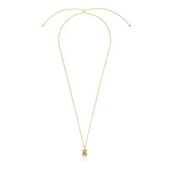 Collar mediano oso con baño de oro 18 kt sobre plata y cromodiópsido Lligat^TOUS