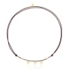 Collar motivos de oro y cordón marrón Balloon^TOUS Hot