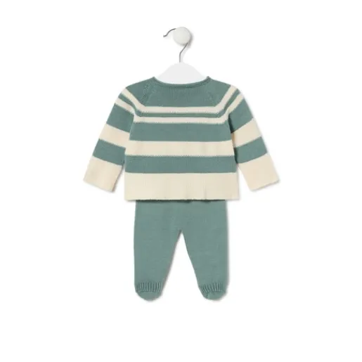 Conjunto de punto de bebé Tricot a rayas verde^TOUS Discount