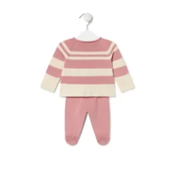 Conjunto de punto de bebé Tricot a rayas rosa^TOUS Clearance