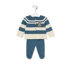 Conjunto de punto de bebé Tricot a rayas azul^TOUS New