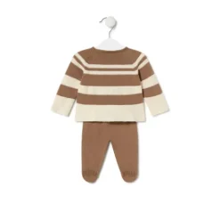 Conjunto de punto de bebé Tricot a rayas beige^TOUS Online