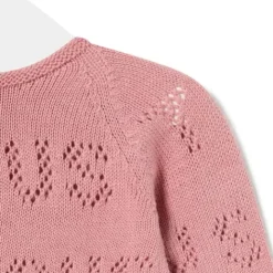 Conjunto de punto de bebé Tricot logo rosa^TOUS