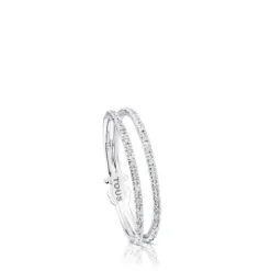 Media alianza de oro blanco con diamantes motivo oso Diamonds^TOUS Clearance