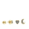 Pack de Pendientes con baño de oro 18 kt sobre plata, diamantes y perla Nocturne^TOUS